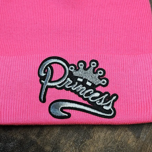 NWT Pink Beanie With Princess Patch - Picture 2 of 2